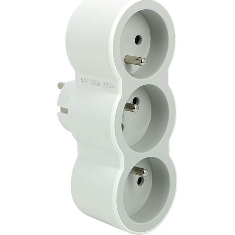 LEGRAND - Fiche triplite avec 3 prises frontales avec terre 16A 3680W - blanc et gris clair