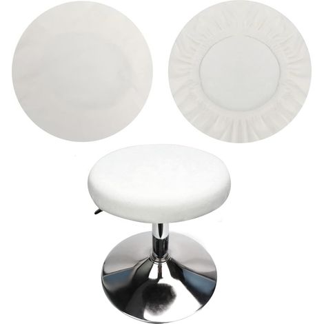 Housse Tabouret Rond Housse Tabouret de Bar, Tissu, Diamètre 30-40 cm, Extensible, Infroissable, Lavable et Anti-Poussière (1 Pièces Blanc) (1/5)
