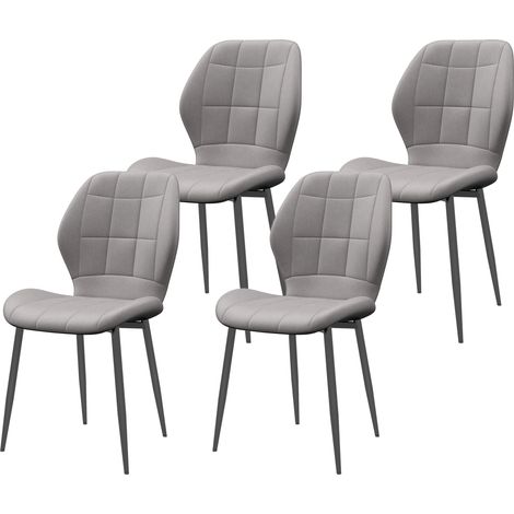 Set di 4 Sedie da Pranzo Moderne per Cucina e Soggiorno 47x57x85 cm Rivestimento in Flanella Grigio (1/5)