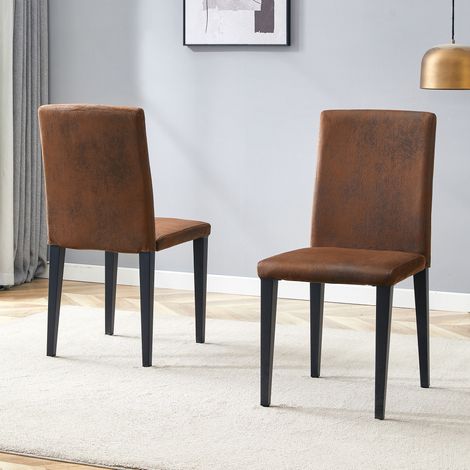MEUBLIV Lot de 2 chaises de salle à manger 41x47x90 cm marron-noir – dossier haut (1/5)