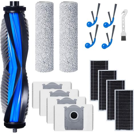 Kit d'accessoires pour ECOVACS DEEBOT T80 OMNI/X8 OMNI/X8 Pro OMNI Robot Aspirateur, 1 brosse principale, 4 filtres, 2 Lingettes Roller, 4 brosses latérales, 4 sacs à poussière, 1 brosse de nettoyage (1/5)