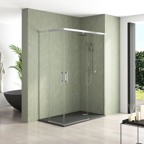 BATHME NIXON Mampara Ducha Rectangular 2Fijos+2Correderas Cromo - Medida: 90x100 cms - ref: YA15090000+YA14100000 (1/2)
