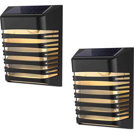 Set mit 2 wasserdichten Solar-Wandleuchten für Garten, Zaun, Terrasse, Patio und Hof, warmes Licht.