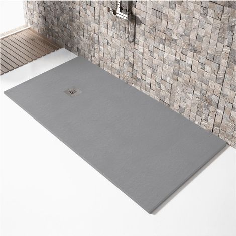 Piatto doccia ultrasottile 100 x 140 cm MARIANA in resina finitura ardesia cemento