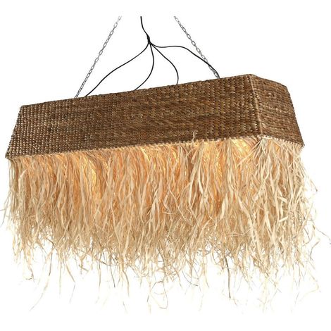 Suspension en fibres naturelles style bohème pour salon chaleureux - marron naturel et beige clair (1/5)