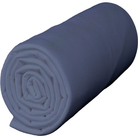 Drap housse jersey bleu océan bonnet 30 cm 180/190x200 (1/2)