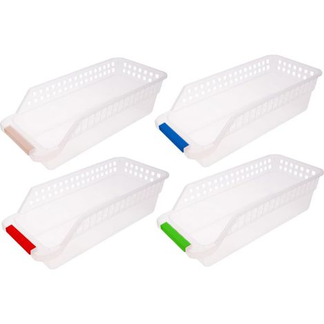 4 Pièces Panier De Rangement Support De Garde-manger De Cuisine Support De Stockage Sous Le Tiroir Du Bureau Aliments Au Congélateur Conteneur De Stockage Plastique. Ménage (1/5)