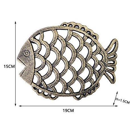 dekorative, antike Untersetzer aus Gusseisen, dickwandig und isolierend, für Küche und Esstisch, handgefertigt aus rustikalem Metall, 19 cm x 15 cm x 1,5 cm (1/5)