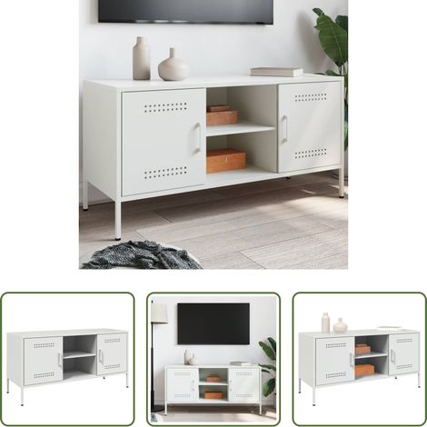 Stahl - TV-Schrank Weiß 100,5x39x50,5 cm Stahl (1/5)