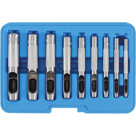 Bgs Technic – Coffret de 9 emporte-pièces ronds 3-4-5-6-7-8-10-11-12 mm – Résistant aux chocs et produits chimiques – Pour découpe de bois, cuir, aluminium et acier doux