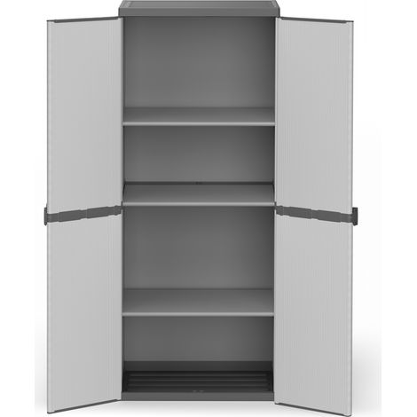 Frankystar – Armoire de jardin en résine 2 portes – Dimensions 68x40xH165 cm – 4 étagères – Résistante aux intempéries et facile à nettoyer