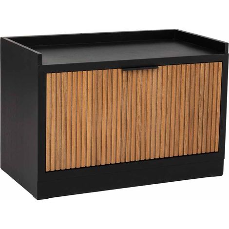 Banqueta zapatero de madera y metal negro 80x38x53 (1/5)