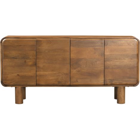 Buffet 4 portes en bois massif L160cm - Bois clair - Sira (1/5)