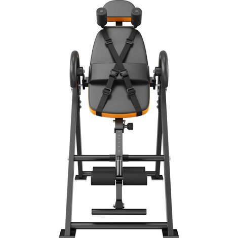 Mophorn Inversionsbank, Tragkraft 136 kg, strapazierfähiger Dekompressions-Rückenstrecker, Krafttrainingsgerät, verstellbare Kopfstütze und Knöchelverriegelung, Schutzgurt, Orange/Schwarz