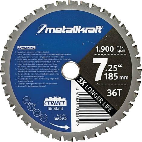 metallkraft Sägeblatt Ø 185 x 1,8/1,4 x 22 mm Z36 Stahl (1/3)