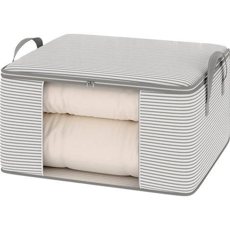 2 Sac de Rangement pour Couettes,Sac de Stockage Résistant avec Fermeture Éclair et Poignées Renforcées–Housse de Rangement Pliable pour Couvertures tissu non tissé,Vêtements,Linge de Maison (55 35 (1/5)