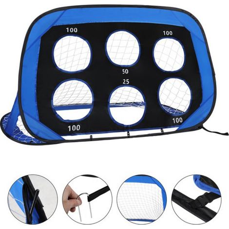 But de football - 120 x 80 x 80 cm - But de football pliable - Système pop-up avec ancrages au sol et sac de transport - Convient aux enfants et aux adultes - 1 pièce (1/5)