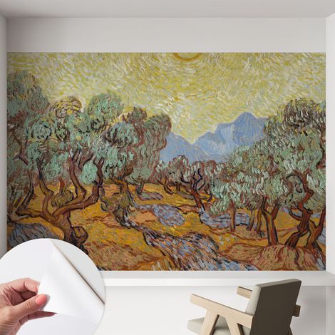 Fotomurale adesivo - Carta da parati adesiva - per la cucina camera da letto per la soggiorno - Alberi di ulivo 152x104 cm (1/5)