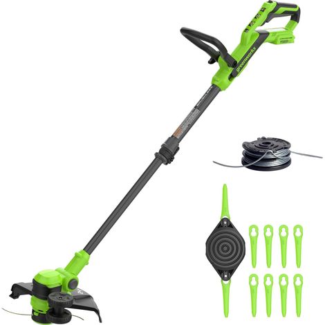24V Tondeuse à Gazon sans Balai Gen2 2-en-1 pour Jardins Petits à Moyens, Largeur de Coupe de 30 cm, inclut 10 Lames en Plastique sans Batterie et Chargeur, Vert ST3002 (1/5)