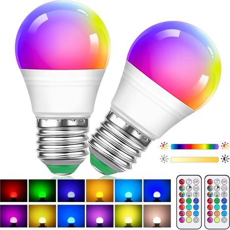 Lot de 2 Ampoules LED E27 Edison G45 5W, Multicolores RGB et Blanc Chaud Dimmables, Télécommande et Changement de Teinte, Ampoule Déco d'Ambiance pour Salon (1/5)