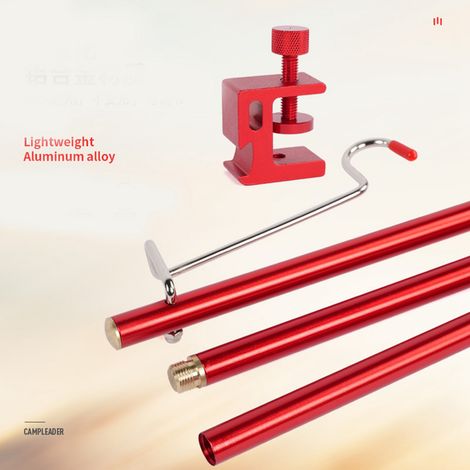 Pied de lampe extérieur en alliage d'aluminium, support de lampe pliable et léger pour le camping, poteau d'éclairage, support de bureau, rouge - convient à une utilisation sur table ou au sol, avec c (1/5)