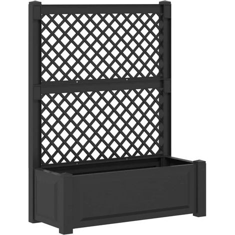 Grand pot de fleurs avec support, gris anthracite, 99,5 x 43 x 133,5 cm, en matériau PP.