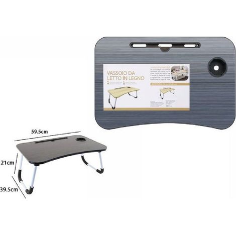 TrAdE Shop Traesio - Vassoio Da Letto Scrivania Pieghevole Tavolino Tavolo Pc Slot Tablet Tazza 71363 -