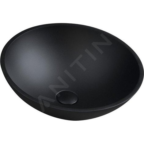 Sapho Beauty - Vasque à poser, diamètre 420 mm, sans trop-plein, verre/noir mat TY181B (1/5)