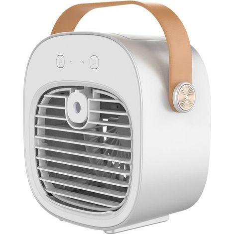 Green portable air conditioner, portable mini fan with water cooling, quiet fan with three speed settings, USB desk fan (white) (1/4)