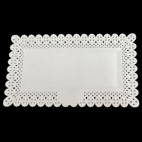 Trade Shop - SET 2PZ VASSOIO TRINATO BIANCO 36X17CM RETTANGOLANO PIATTO SOTTO DOLCI TRANSPORT - (1/3)