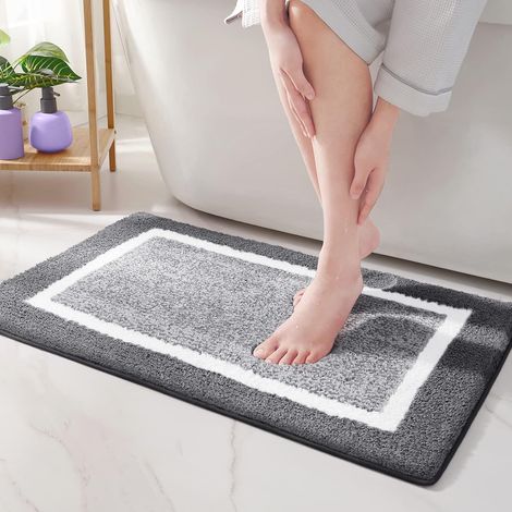 Color G 40x60cm Tapis de Bain Antidérapant,Tapis de Douche Absorbant Lavable en Machine, Doux pour Salle de Bain, Cuisine - Gris Foncé (1/5)