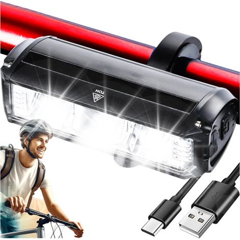 Faro anteriore per bicicletta, luce alogena a LED, illuminazione per manubrio anteriore, potente 900lm Alogy 610 nera (1/5)