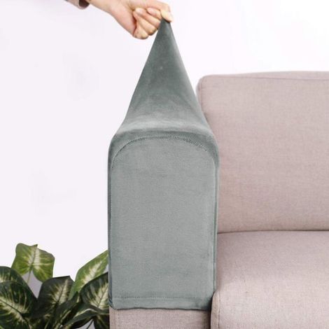 2 Pcs Canapé Canapé Accoudoir Couvre Canapé Extensible Housse de Canapé Meubles Protecteur Fauteuil Accoudoir(Gris) (1/4)