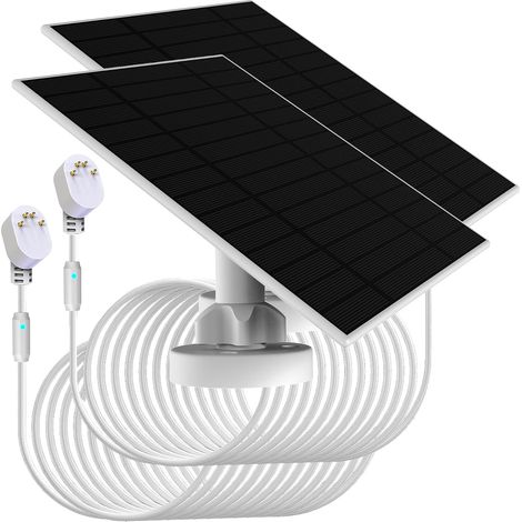 Lot de 2 panneaux solaires 6 W compatibles avec caméras pour extérieur et intérieur et caméras de 2e génération (version batterie) Installation facile IP66 Câble de 4 m (1/5)