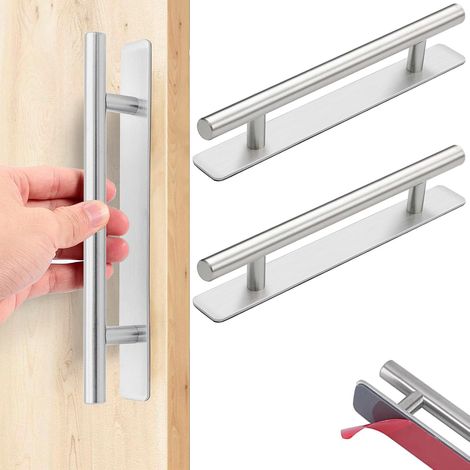 Möbelgriff, 2 selbstklebende Türgriffe, Edelstahl-Küchengriff, Küchentürgriff, geeignet für Schrankschubladen, Kleiderschränke, Schranktüren (Silber, 128 mm)