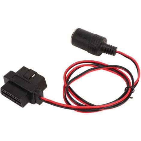 Adaptateur de prise allume-cigare OBD2, connecteur femelle de type T à 16 broches, câble d'alimentation pour voitures avec OBD (1/5)