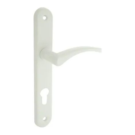 Set di maniglie per porte con piastra a cilindro, alluminio bianco.