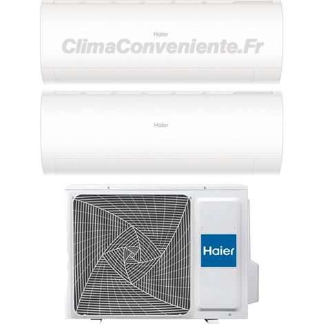 Climatiseur Dual Split Réversible Haier Pearl A++ 9000-9000 BTU Inverter Wi-Fi (2U50S2SM1FA + AS25PBAHRAx2)
