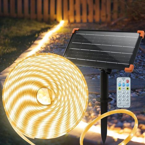 Solar LED Strip, 15M, IP68 Waterproof, with Remote Control, Timer, for Garden, Fence (1/5)