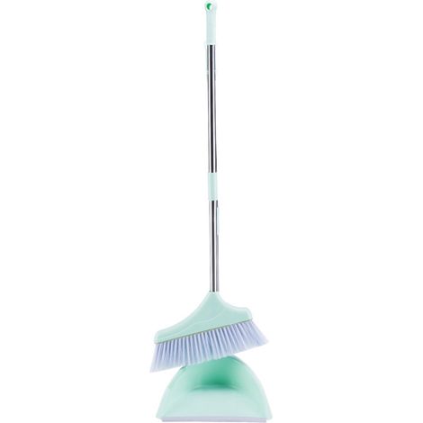 Ensemble Balai Et Pelle Debout - Matériau Pp Résistant - Pour Maison Bureau Cuisine - Kit De Nettoyage Vert (1/2)