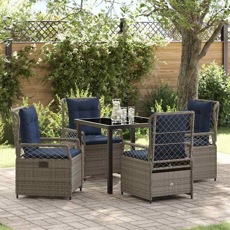 Set da Pranzo per Giardino 5 pz Grigio polyrattan vidaXL (1/5)