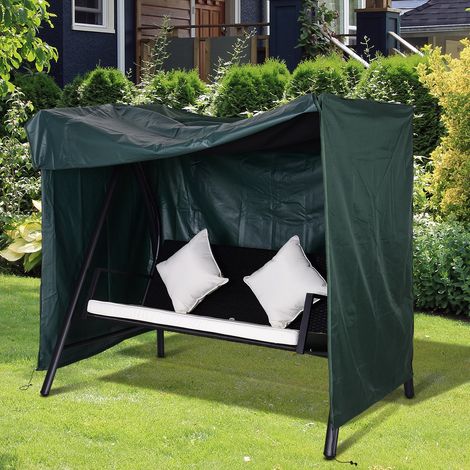 Housse pour balançoire 3 places, 177x114x152 cm, étanche anti-UV, Oxford 420D anti-déchirures, protection hivernale, vert foncé