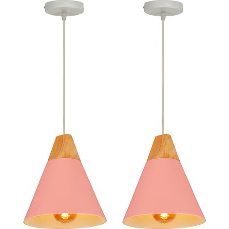 (2PCS)-Modern Pendant Light Pink Nordic Pendant Light Retro Pendant Lights Antique Hanging Lamp Minimalist Ceiling Light E27 Indoor Pendant Lighting