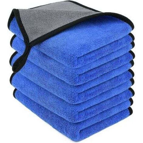 5PCS Chiffon en Microfibre, Réutilisable Chiffon de Nettoyage en Microfibre pour Nettoyage Vitres/Tous lavages/Machine à Polir Les Voiture/Domestique, Super Absorbant Chiffon Microfibr (1/4)