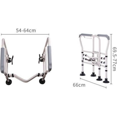 Chaise percée, fauteuil roulant de douche réglable en hauteur, chaise de bain pliable, chaise de toilette avec siège rembourré et bassin, stable et confortable (1/5)