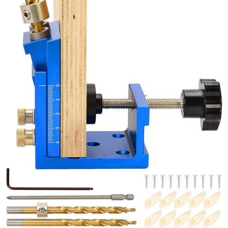 Kit de plantilla para agujeros ocultos, plantilla de perforación de tornillos de bolsillo de metal de 15 grados, juego de sistema de plantilla para agujeros de espigas ocultas, herramienta para ángulo (1/5)