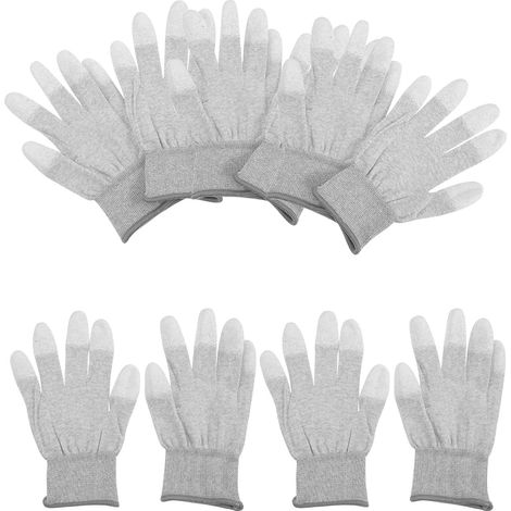 Antistatiques en Fibre de Carbone, Paume Enduite, 5 Paires Doigts Enduits, Surface Antidérapante, pour Réparation et Contrôle, Secteur Automobile (1/5)