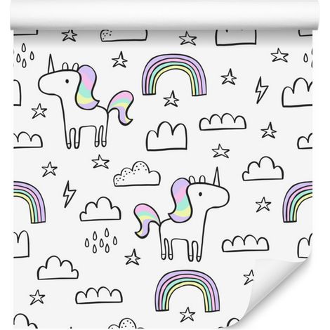 Papier peint Licornes Arc-en-ciel pour salon et chambre 50x1000 cm (1/5)