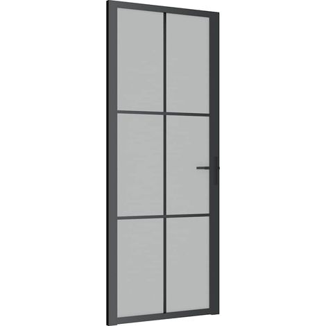 Porte intérieure 83x201,5 cm Noir Verre mat et aluminium