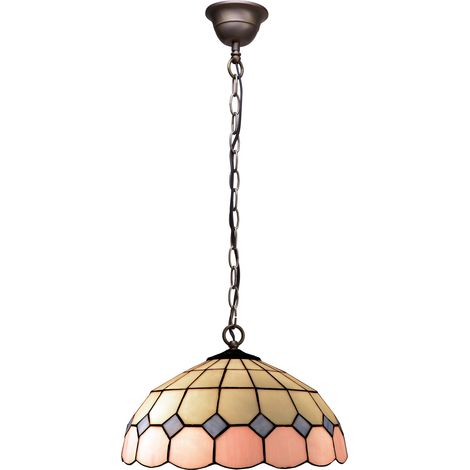 Lampe à suspension avec chaîne et abat-jour Tiffany diamètre 30 cm Série Rose